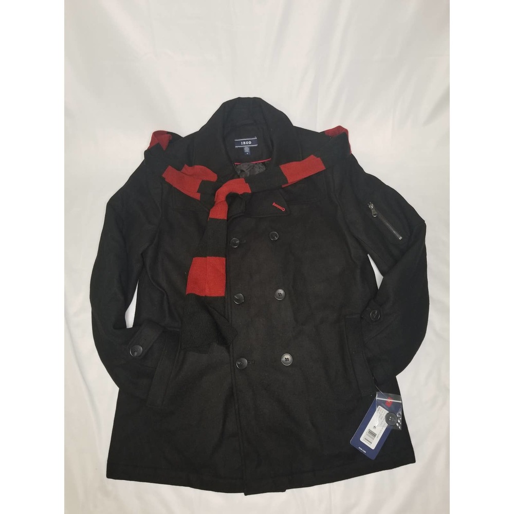 Izod Mens Pea coat Size M with scarf
